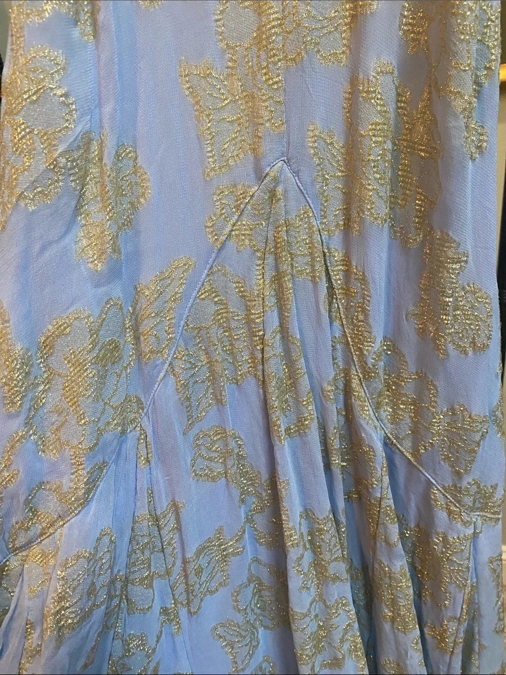 NWT Free People Evening Maxi Dress with Gold Leaf Pattern - Picture 5 of 10
